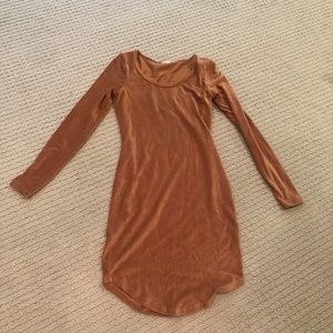 Ultra Flirt Camel Ribbed Bodycon Dress
